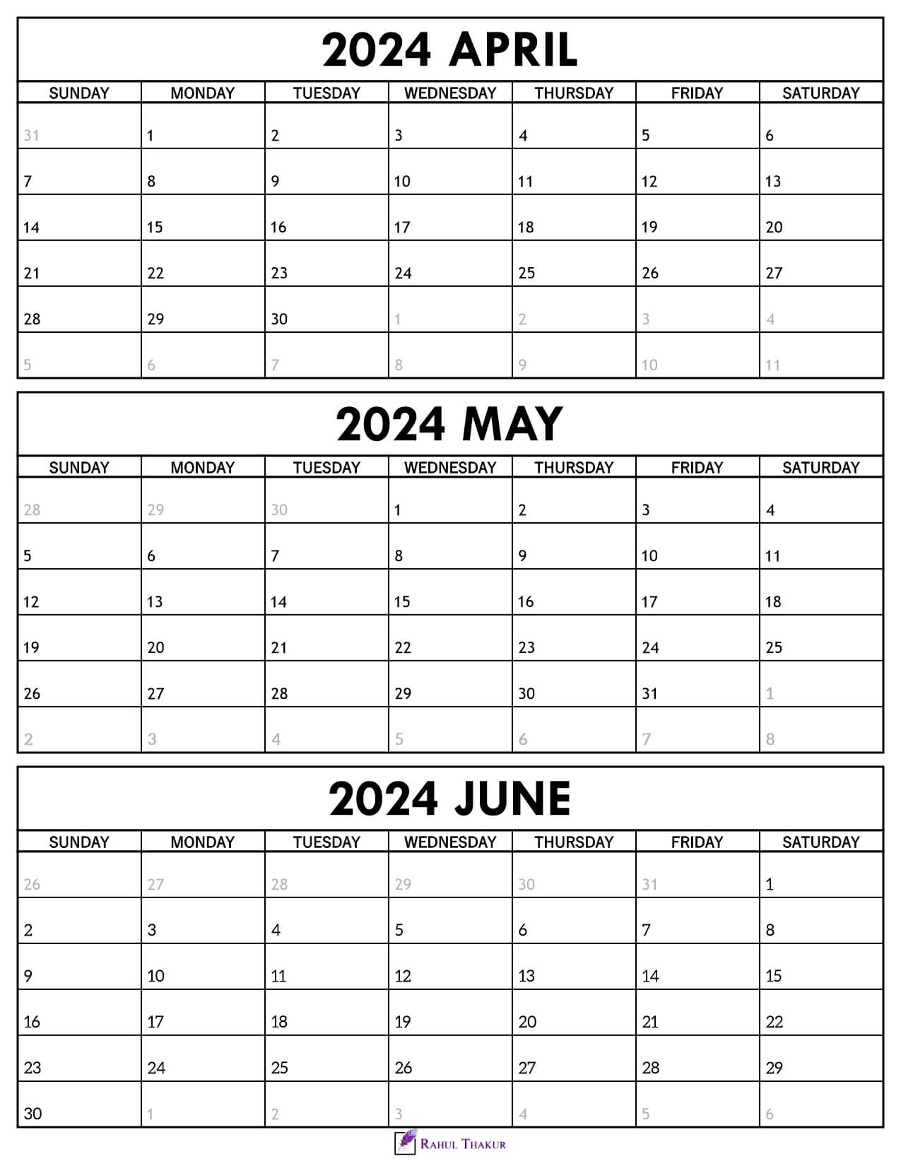 Blank June 2024 Calendar Printable PDF Templates Free, 43 OFF