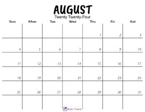 August 2024 Calendar Printable