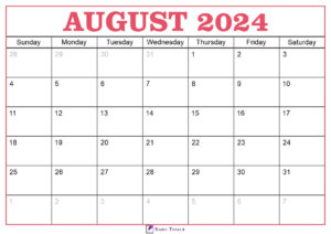 August 2024 Calendar Template