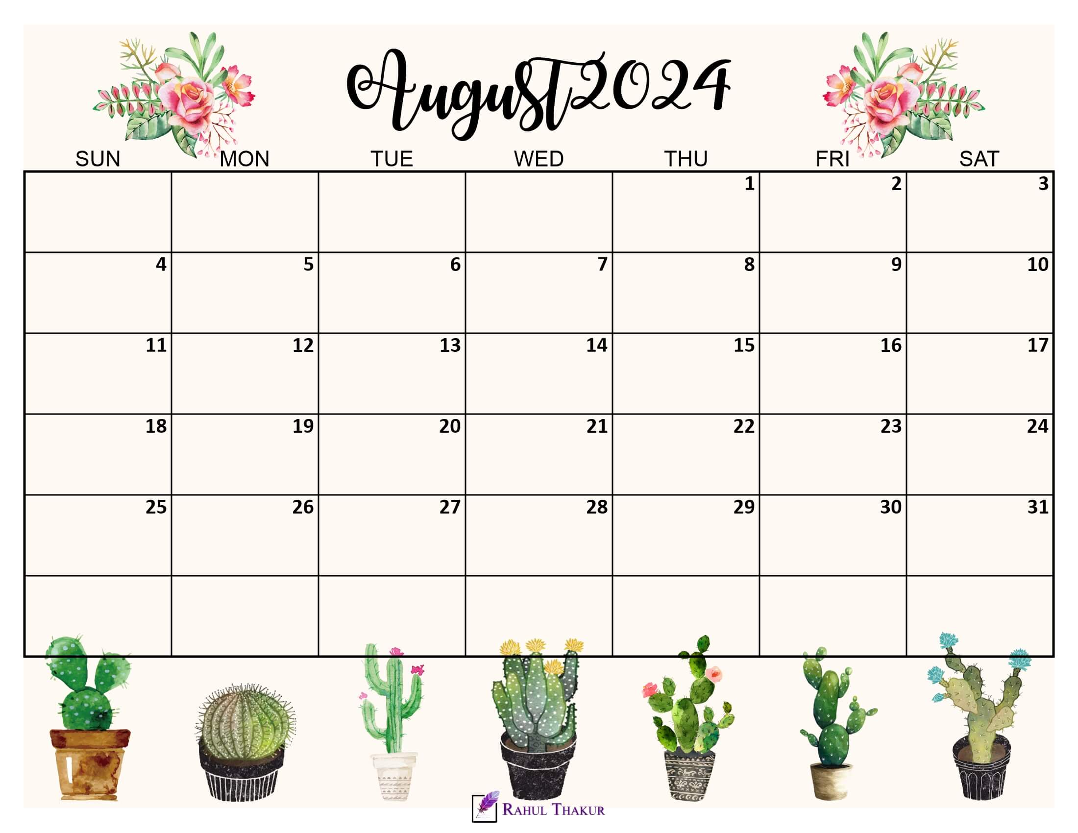 August 2024 Cute Calendar