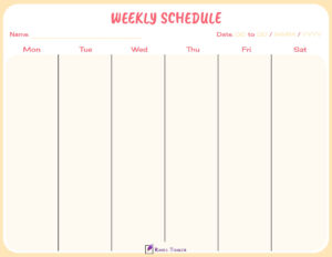 Colorful 6 Day Weekly calendar