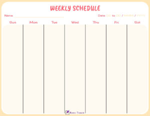 Colorful 7 Day Weekly calendar