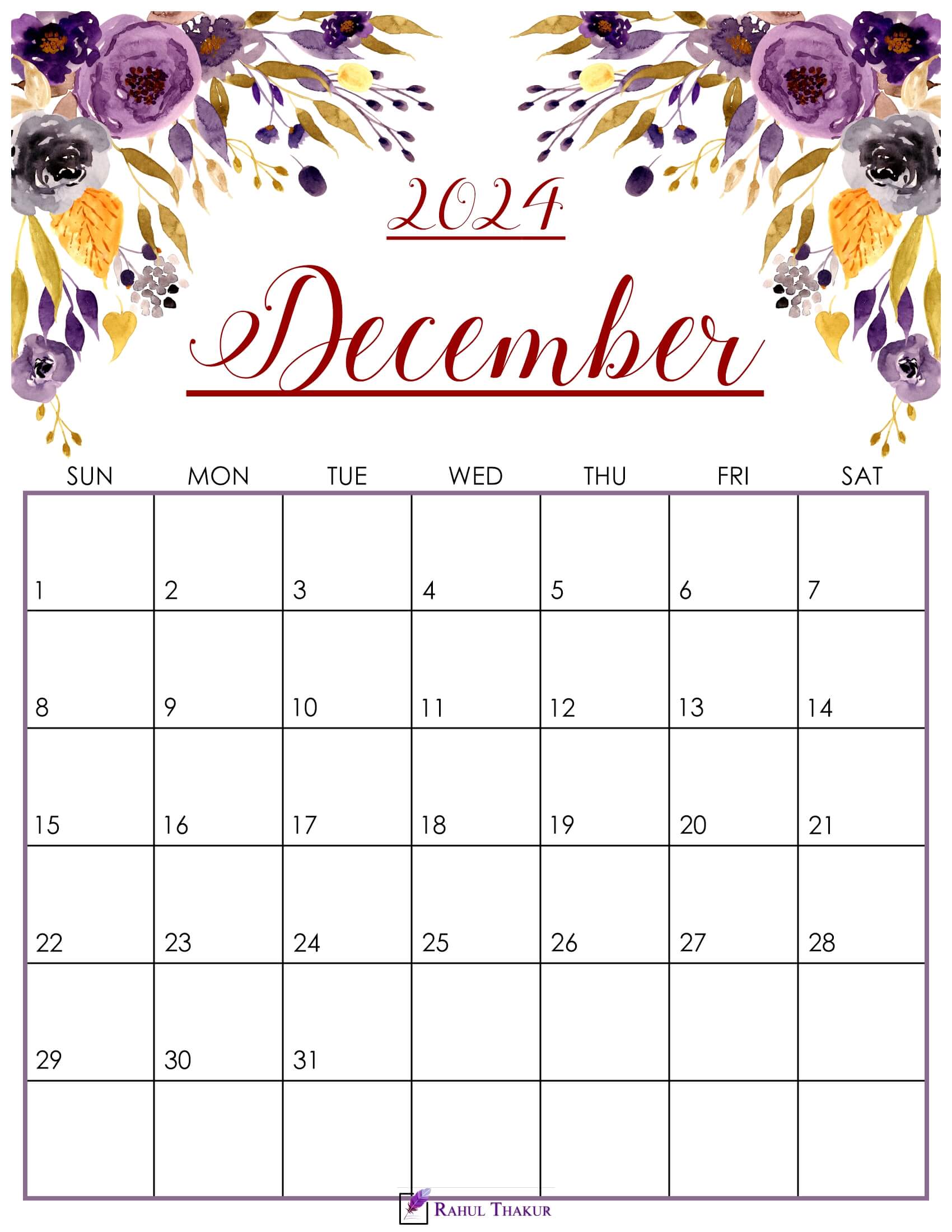 Cute December 2024 Calendar