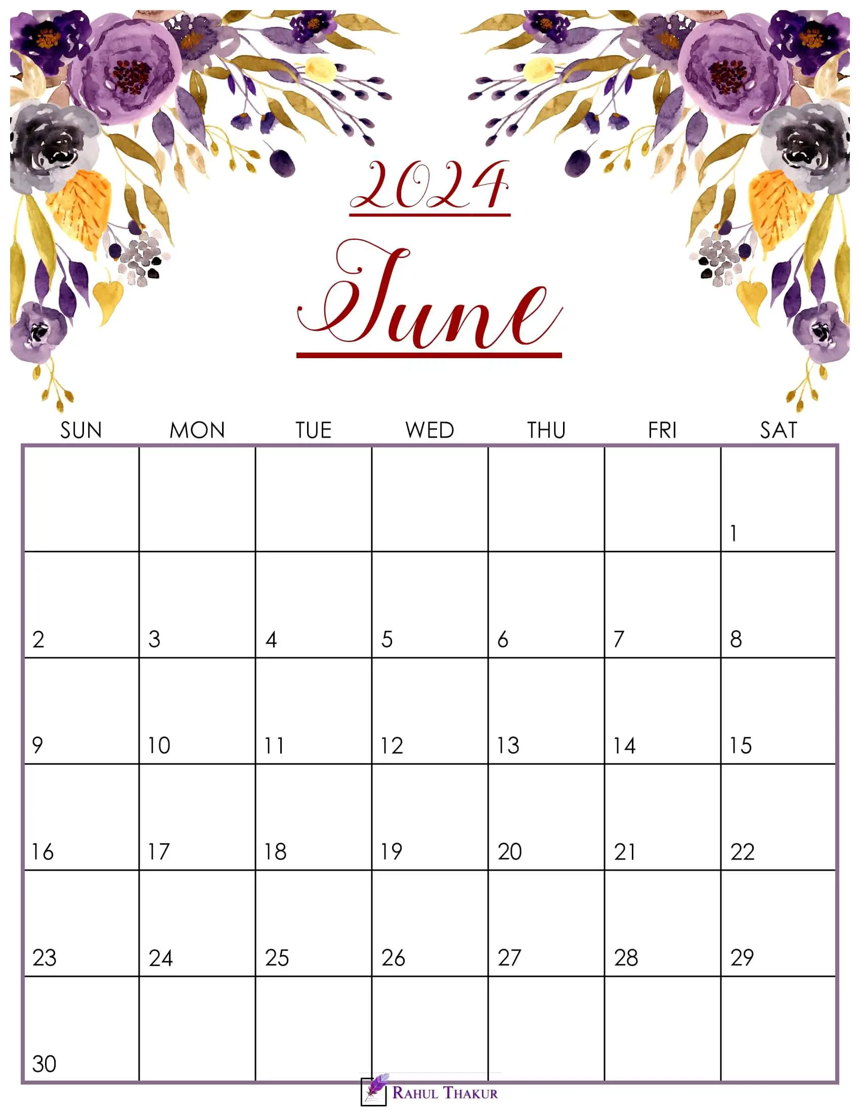 Cute June 2024 Calendar