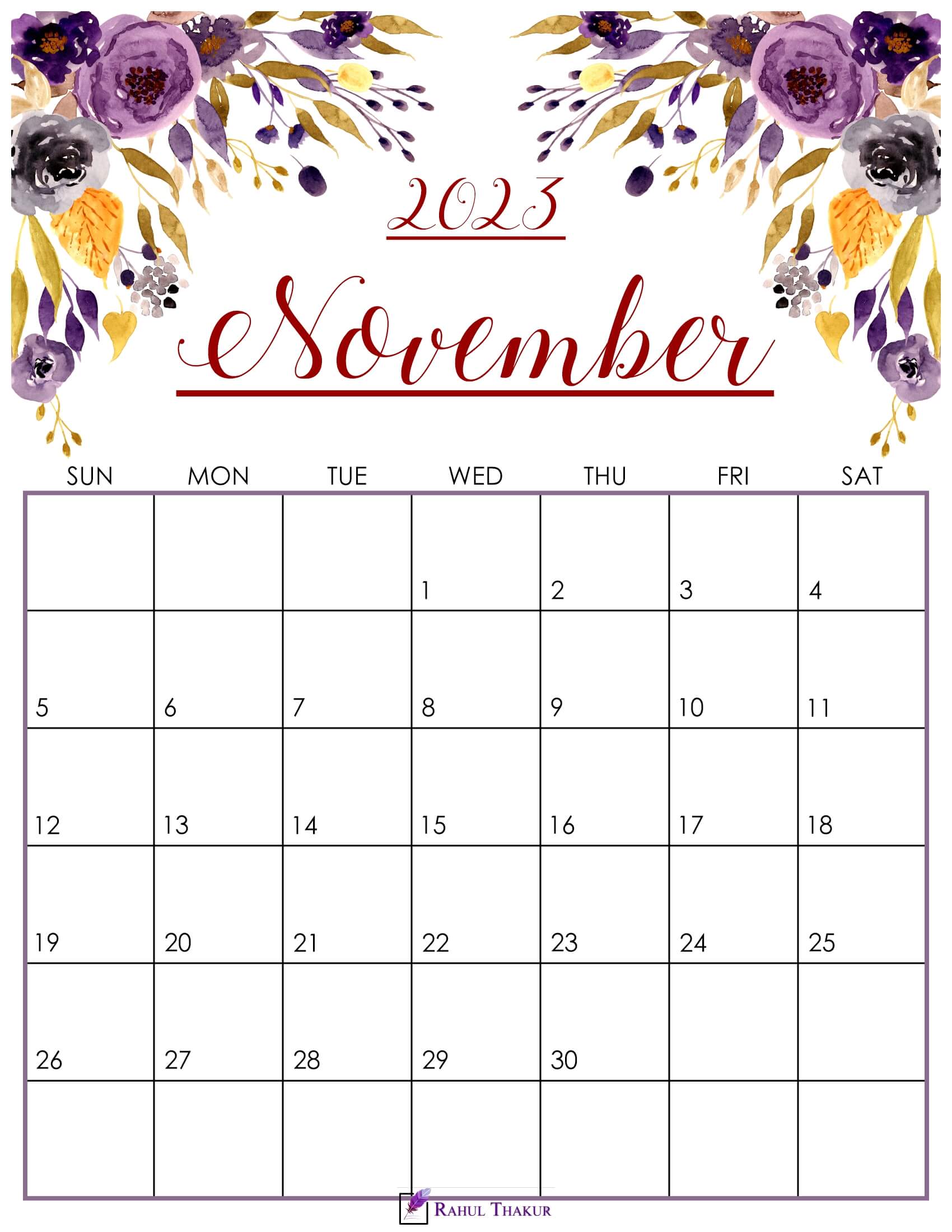 Cute November 2023 Calendar