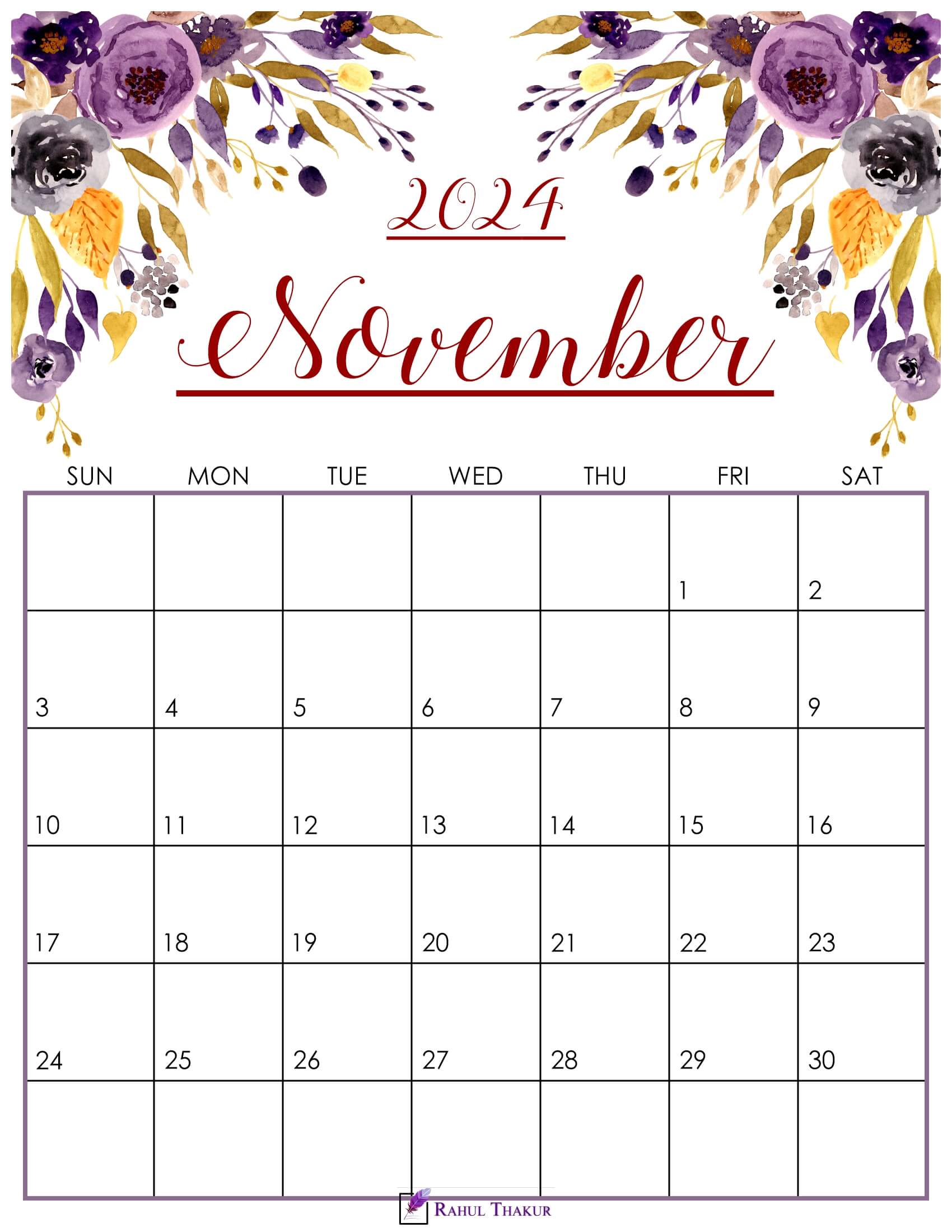 Cute November 2024 Calendar