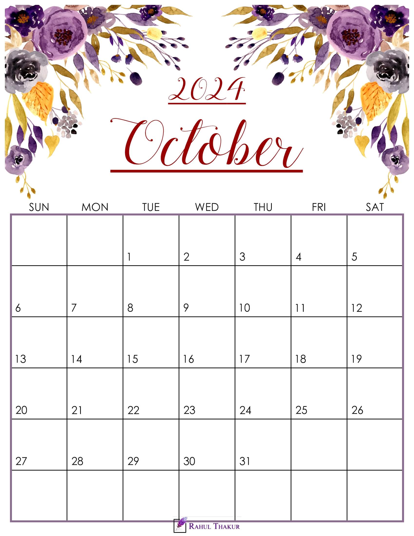 Cute October 2024 Calendar