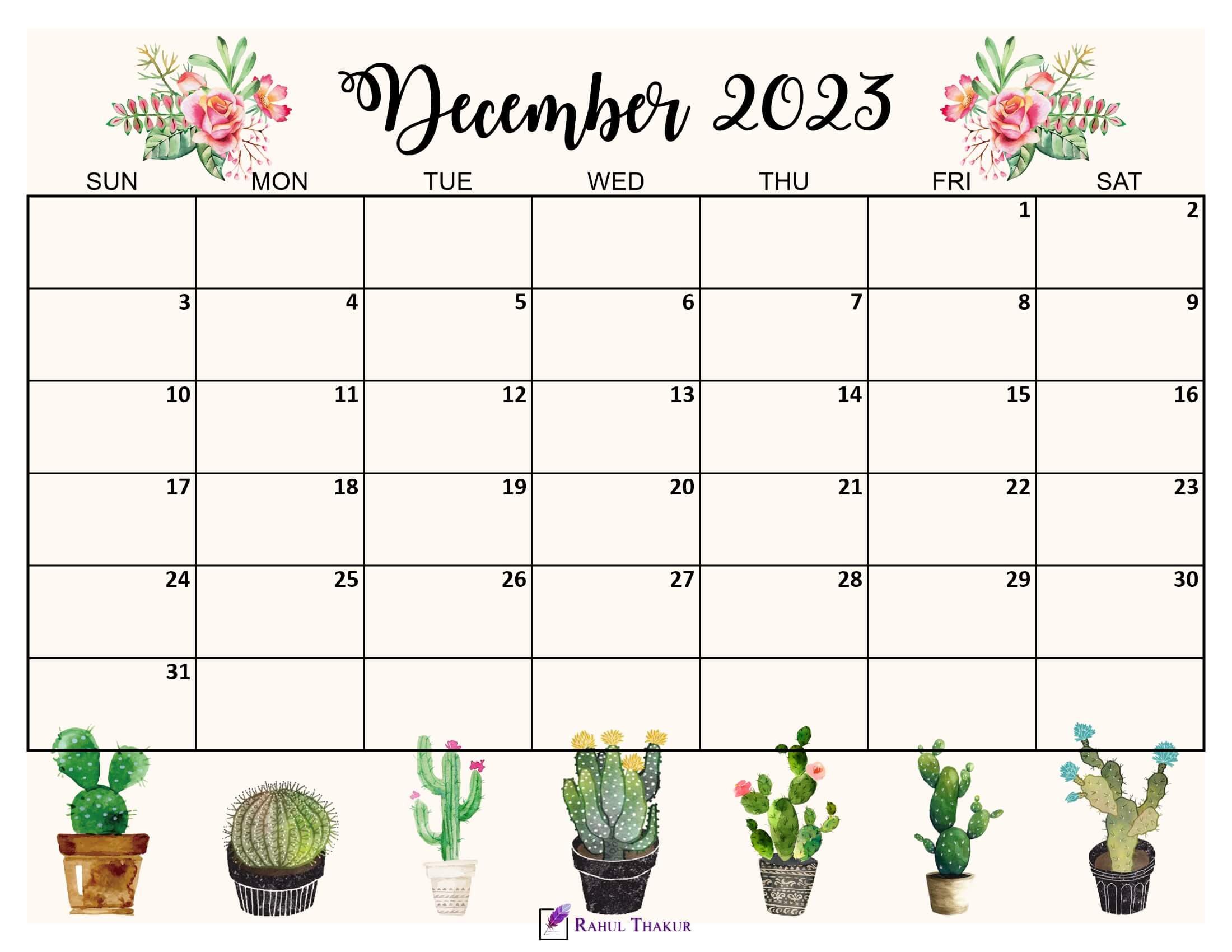 December 2023 Cute Calendar