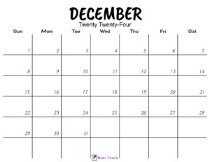 December 2024 Calendar Printable