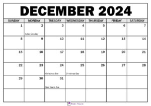 December 2024 Calendar with Holidays