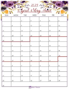 Floral April to June 2024 Calendar