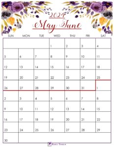Floral May June 2024 Calendar