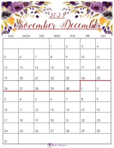 Floral November December 2023 Calendar