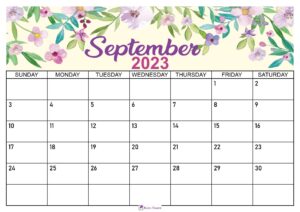 Floral September 2023 Calendar