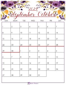 Floral September October 2024 Calendar