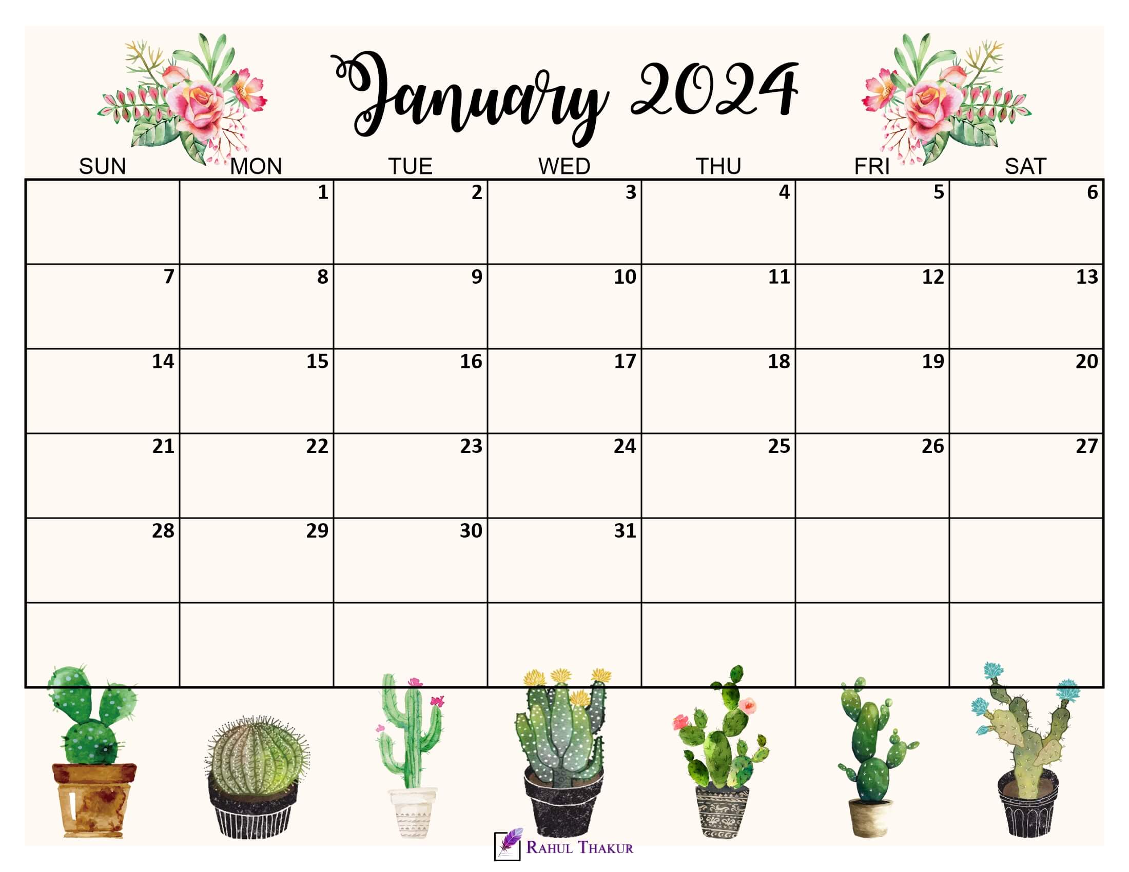 January 2024 Cute Calendar
