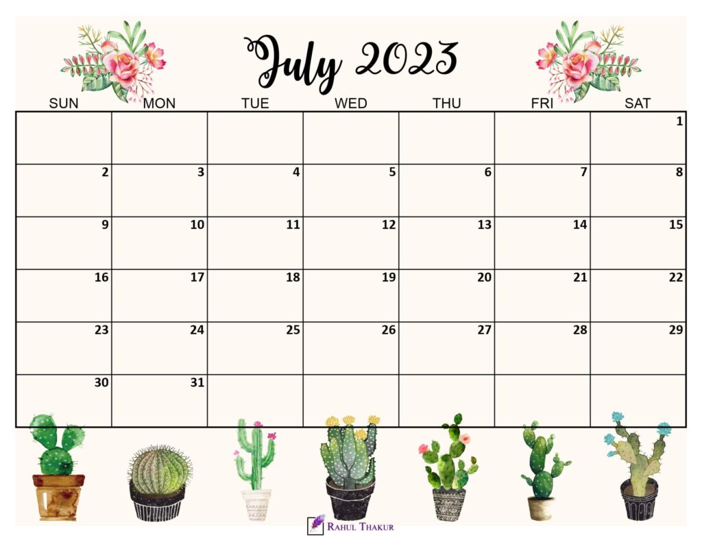 July 2023 Cute Calendar