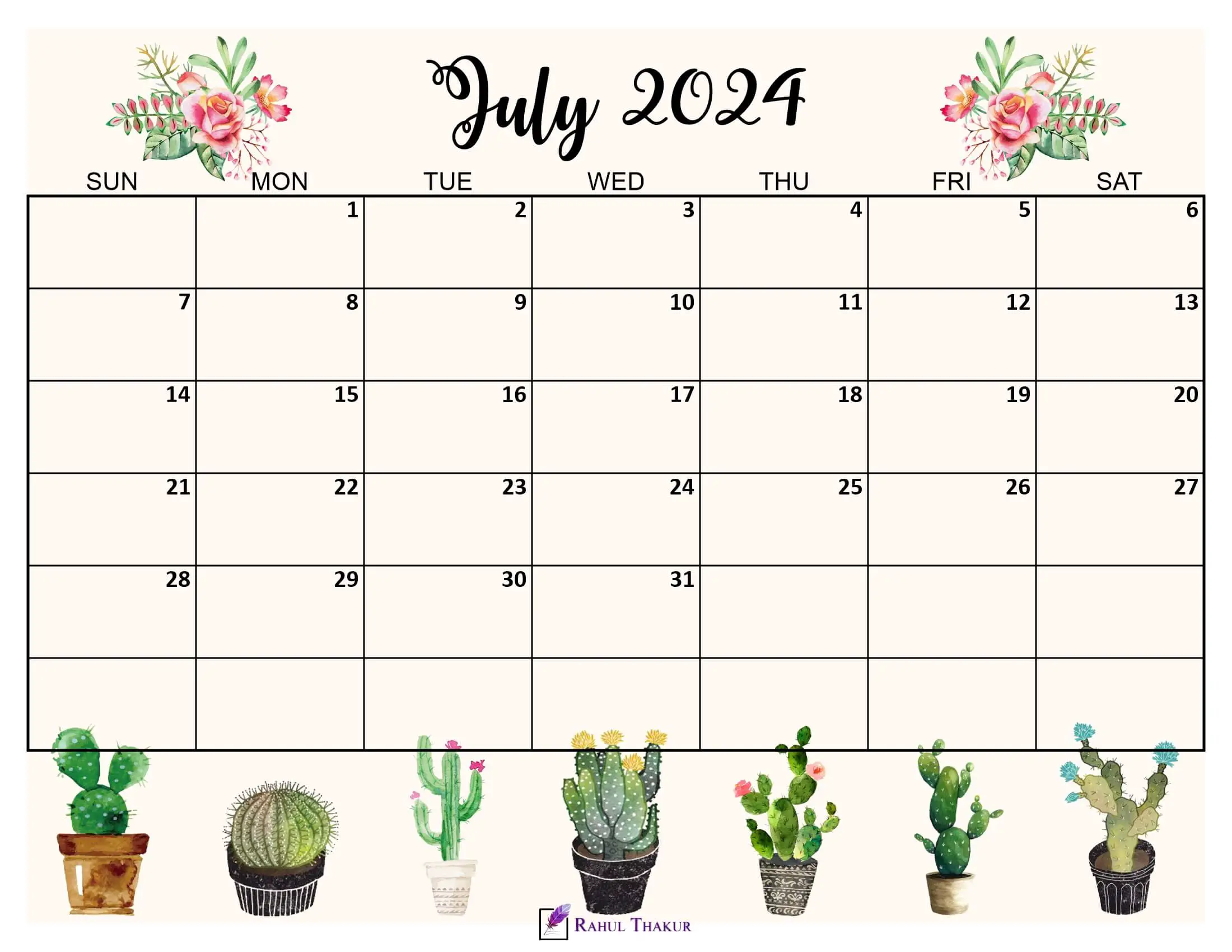 July 2024 Cute Calendar