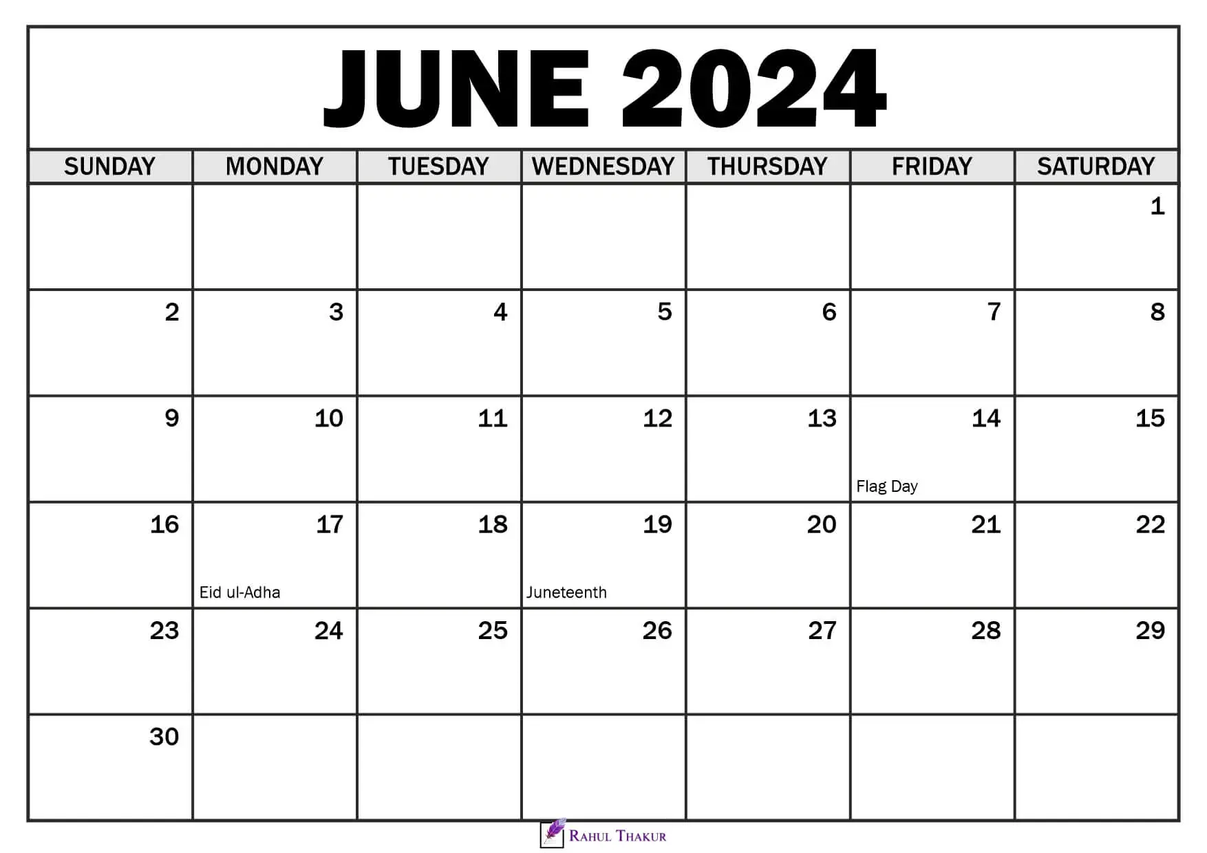 Free Printable June 2024 Calendar With Holidays Clio Melody