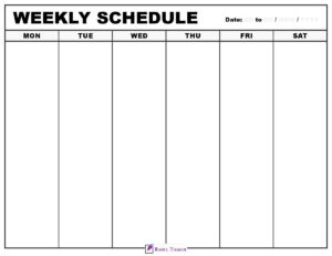 Letter size 6 Day Weekly calendar
