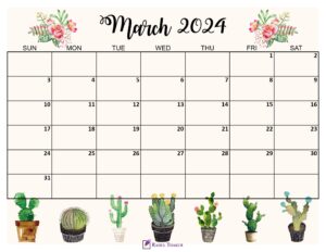 March 2024 Cute Calendar