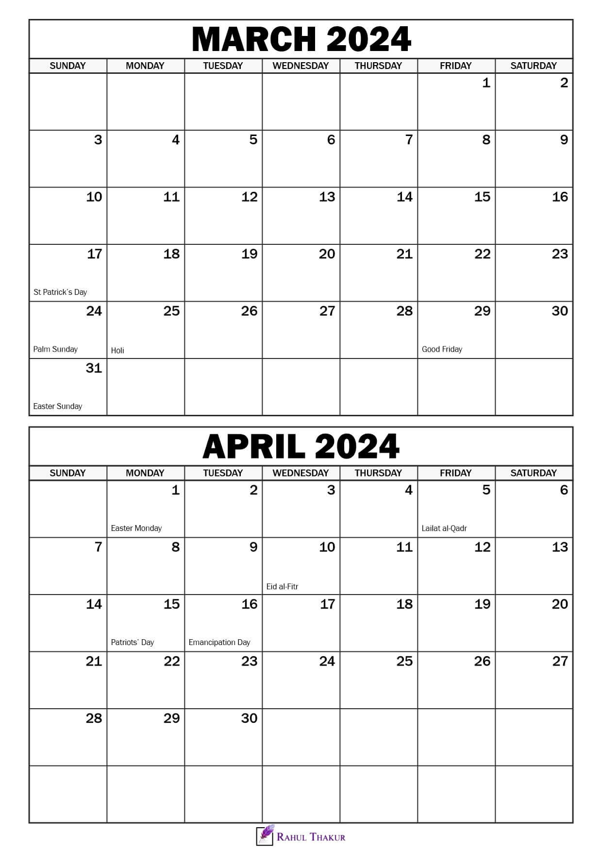 March April 2024 Calendar Ebba Neille