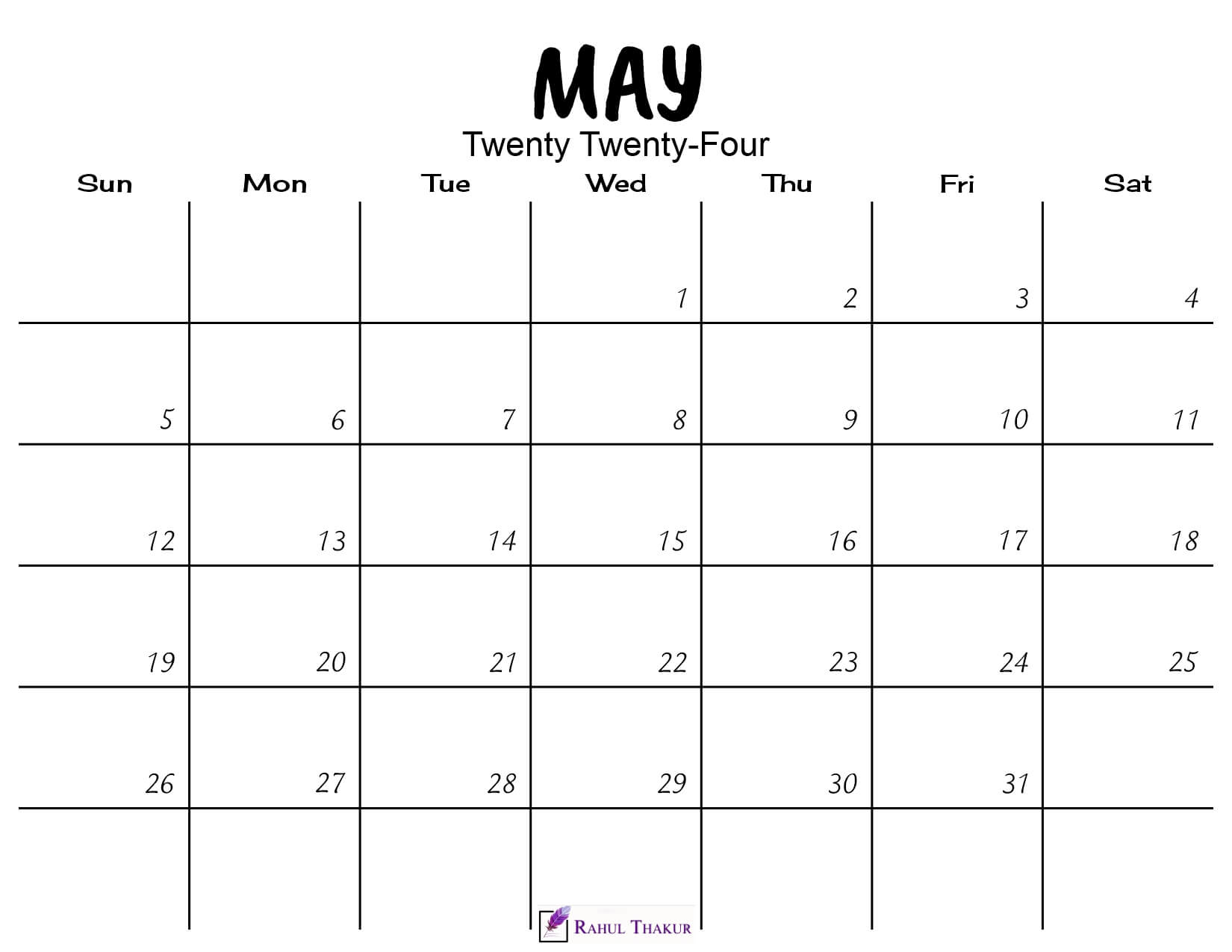 Printable May 2024 Calendar Template Thakur Writes