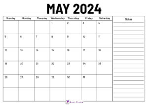 May 2024 Calendar With Notes