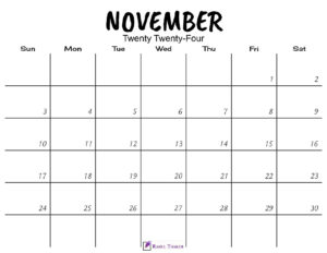 November 2024 Calendar Printable