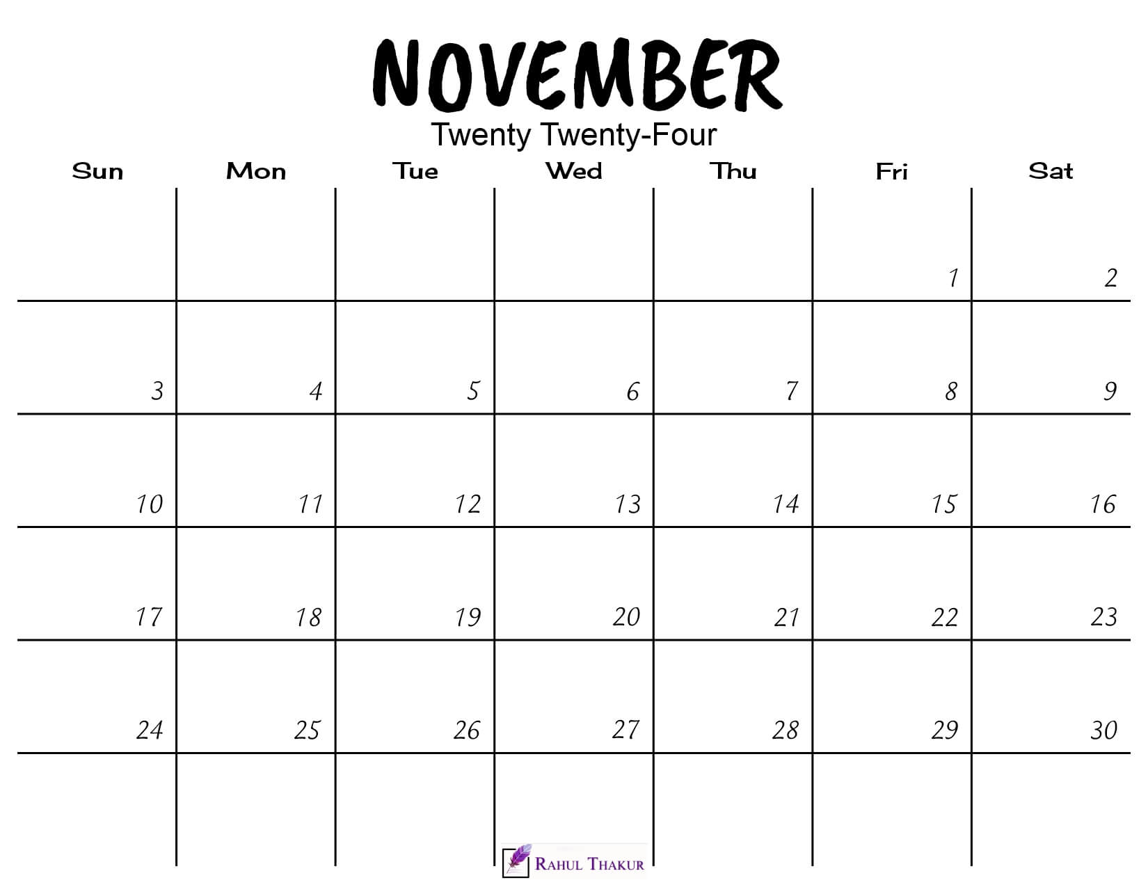 November 2024 Calendar Printable