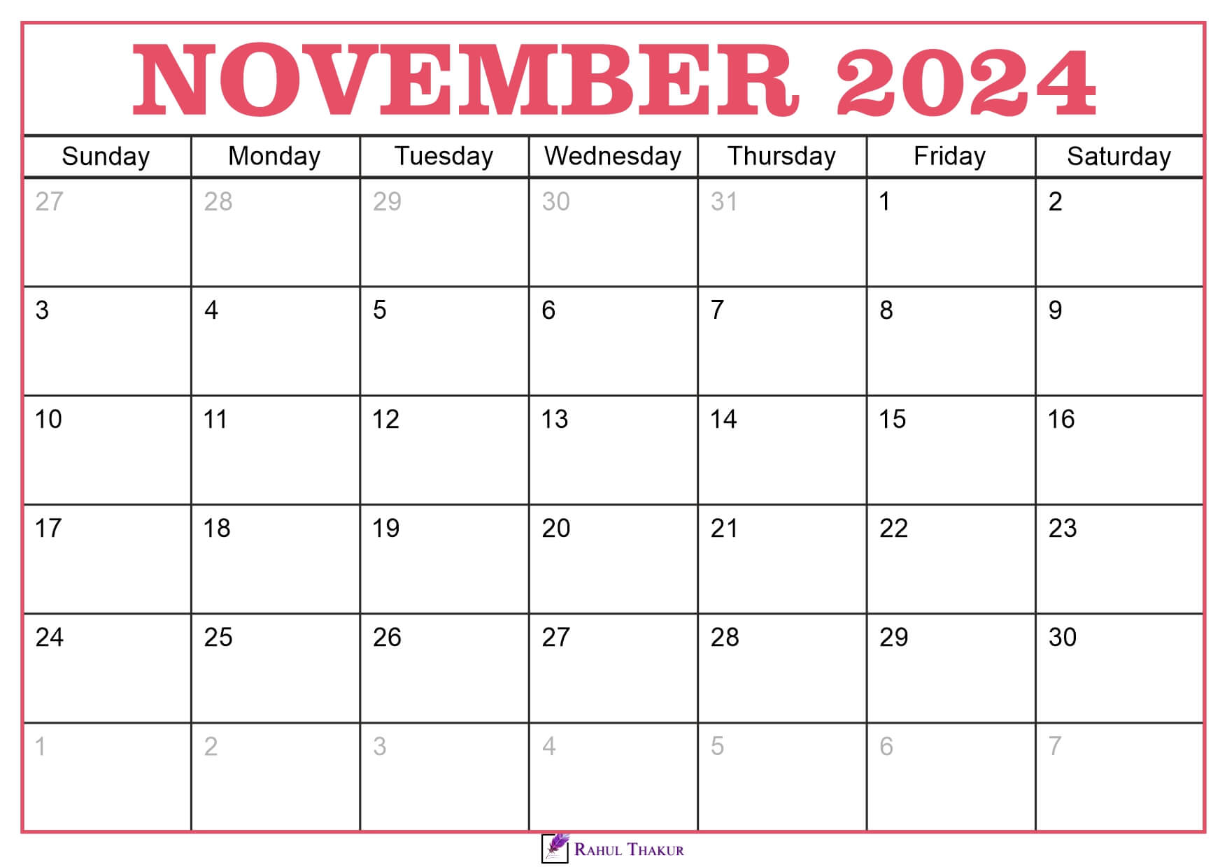 November 2024 Calendar Template