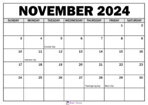 November 2024 Calendar with Holidays