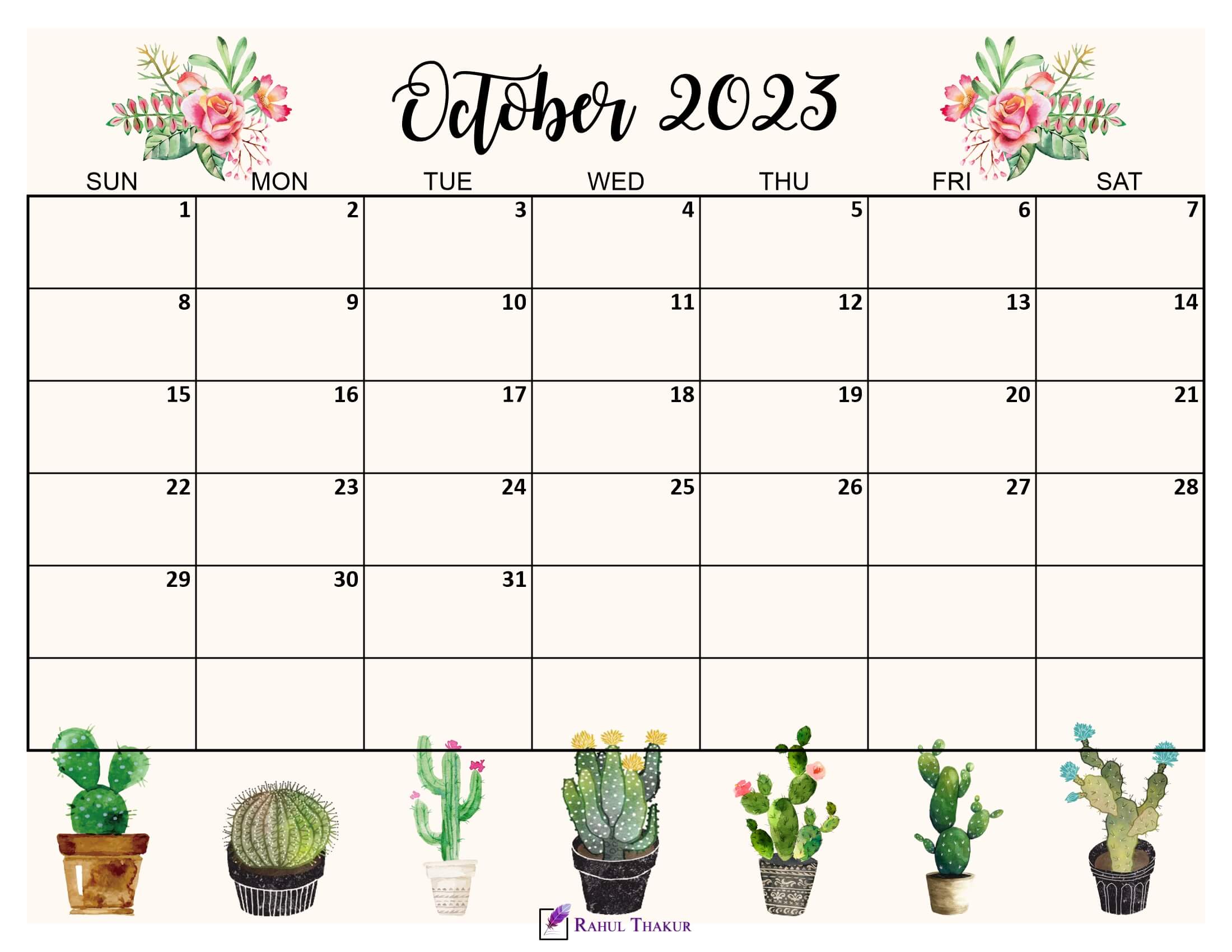 October 2023 Cute Calendar
