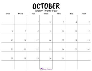 October 2024 Calendar Printable