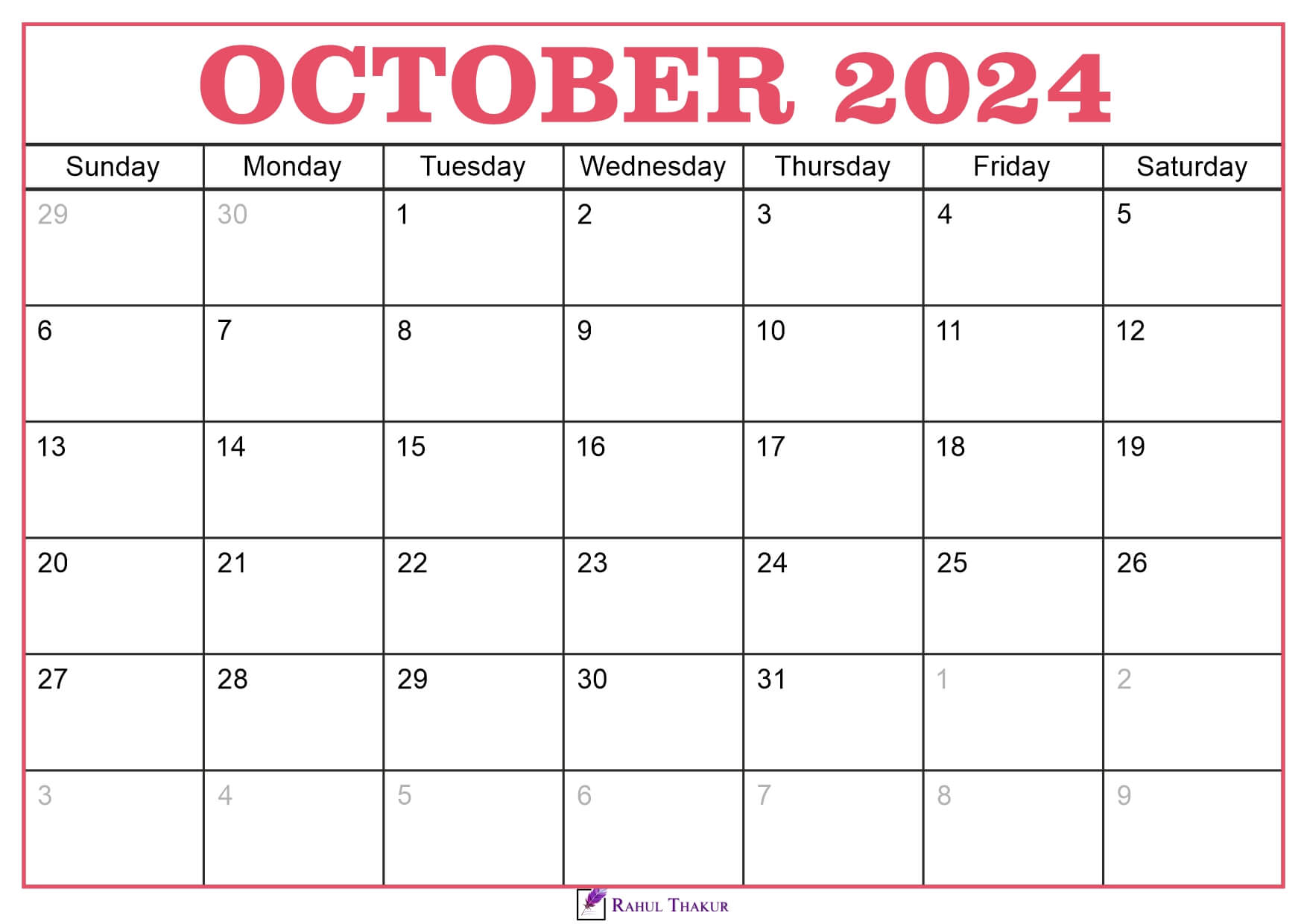 October 2024 Calendar Template