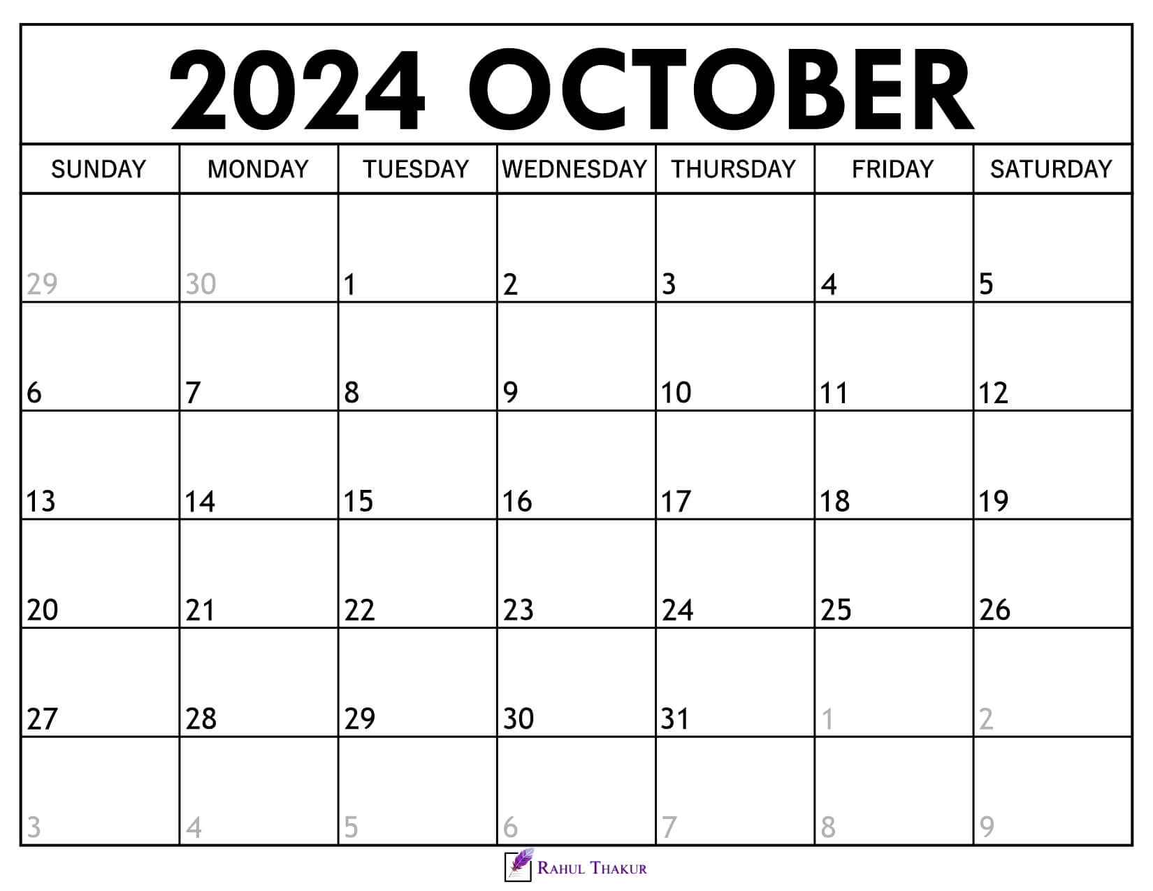 October 2024 Calendar