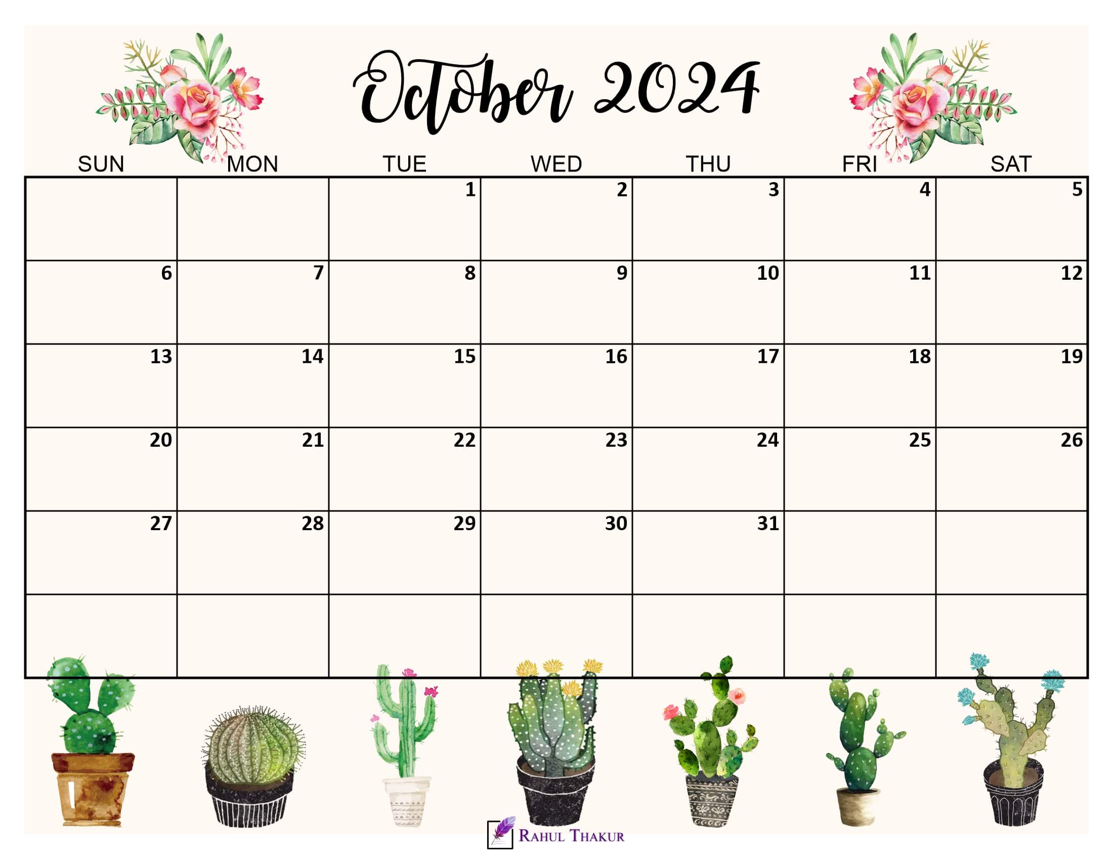 October 2024 Cute Calendar