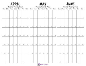Printable April to June 2024 Calendar