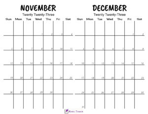 Printable November December 2023 Calendar