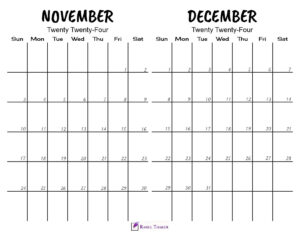 Printable November December 2024 Calendar