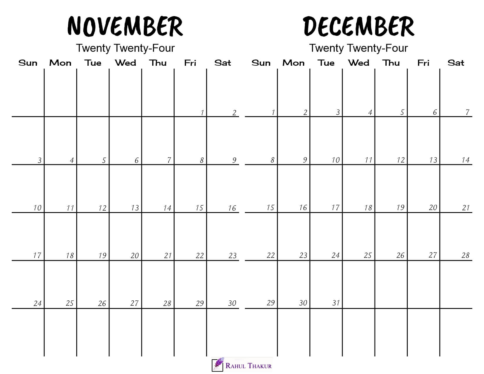 Printable November December 2024 Calendar