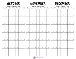 Printable October to December 2024 Calendar