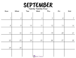 September 2024 Calendar Printable