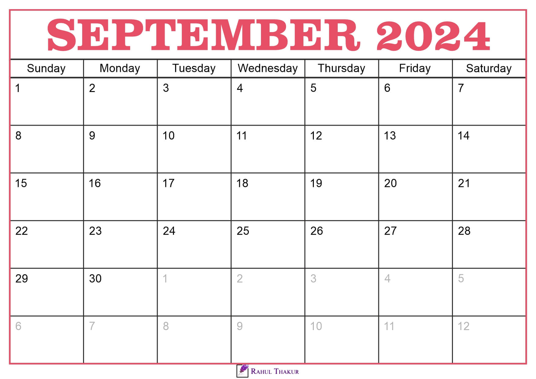 September 2024 Calendar Template