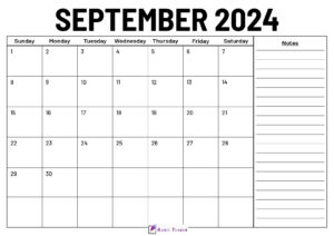 September 2024 Calendar With Notes