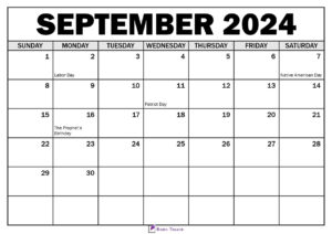 September 2024 Calendar with Holidays