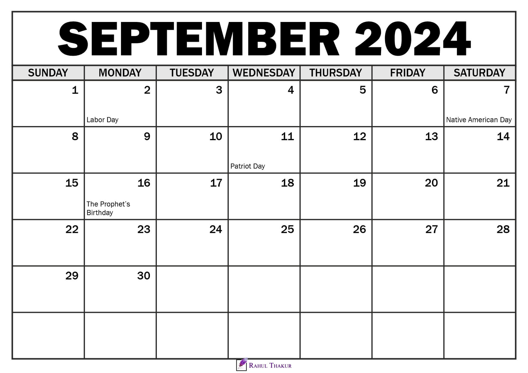 September 2024 Calendar with Holidays