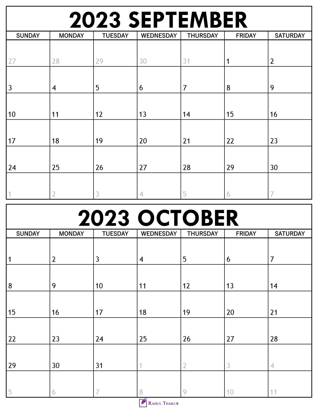 Printable Calendar September October 2024