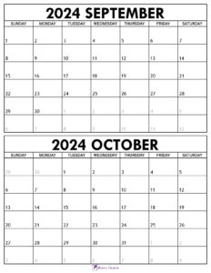 September October 2024 Calendar