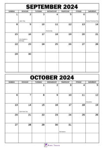 September October 2024 Calendar with Holidays